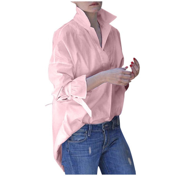 Spring Long Sleeve tops Women Casual shirt top Lapel Shirt 2020 fashion Plain Print Blouse Plus size shirt tops blouses women