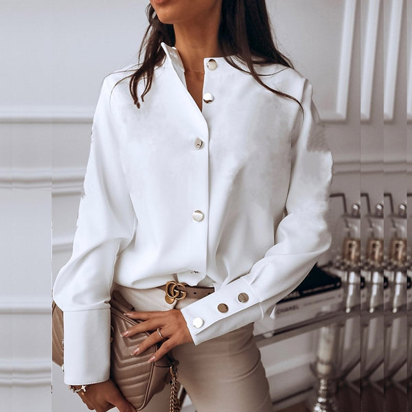 Elegant White Blouse Shirt Women's Long Sleeve Buttton Fashion Woman Blouses 2020 Womens Tops and Blouses Solid Spring Tops